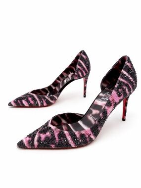 Christian Louboutin Iriza Strass Quagga D’Orsay Heels Womens Size EU 39